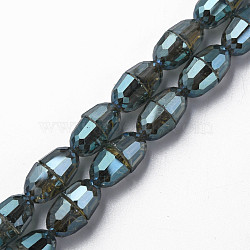 Electroplate Transparent Glass Beads Strands, Faceted, Bell, Dark Slate Gray, 8x7mm, Hole: 1mm, about 94~100pcs/strand, 25.20 inch(64cm)(EGLA-N002-35-F03)