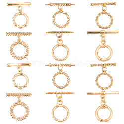 Elite 12Pcs 6 Styles Brass Toggle Clasps, Ring, Real 18K Gold Plated, 15.5~19x13~15x2mm, Hole: 1~2mm, 2pcs/style(KK-PH0006-45)