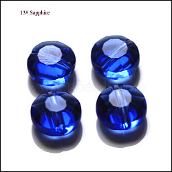 Imitation Austrian Crystal Beads, Grade AAA, K9 Glass, Faceted, Flat Round, Blue, 10x5mm, Hole: 0.9~1mm(SWAR-F065-10mm-13)