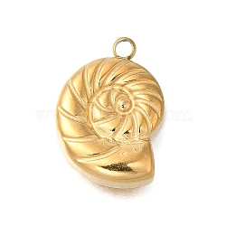 PVD Vacuum Plating 201 Stainless Steel Pendants, Conch Charm, Real 18K Gold Plated, 15x10.5x4mm, Hole: 1.5mm(STAS-C111-21G)