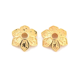 925 Sterling Silver Bead Caps, 6-Petal, Flower, Real 18K Gold Plated, 8x7x2mm, Hole: 1.5mm(STER-U002-06C-G)