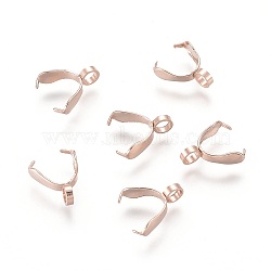 304 Stainless Steel Ice Pick Pinch Bails, Rose Gold, 11x3mm, Hole: 2.5mm, Pin: 0.7x0.4mm(X-STAS-D448-077RG-03)