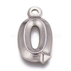 304 Stainless Steel Pendants, Alphabet, Letter.Q, 16x9x2mm, Hole: 1.2mm(X-STAS-H119-01P-Q)