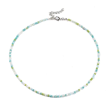Bling Glass Beaded Necklace for Women, Yellow Green, 16.93 inch(43cm)