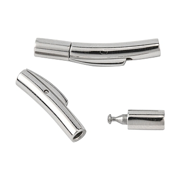 Column 304 Stainless Steel Bayonet Necklace Clasps, Stainless Steel Color, 25x5x4mm, Hole: 2mm