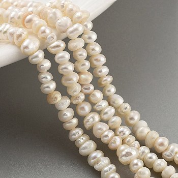 Natural Cultured Freshwater Pearl Beads Strands, Grade 2A+, Rondelle, Navajo White, 3~3.5mm, Hole: 0.6mm, about 66pcs/strand, 7.09 inch(18cm)