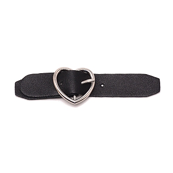 Imitation Leather Toggle Buckle, with Heart Alloy Findings, for Bag Sweater Jacket Coat, DIY Sewing Accessories Crafts, Platinum, 9.6~11.5x2.65x0.6cm