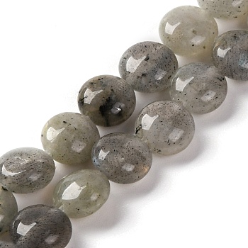 Natural Labradorite Beads Strands, Flat Round, 7.5~8x4.5~5mm, Hole: 1.2mm, about 50~51pcsrand, 14.57~15.35 inch(37~39cm)