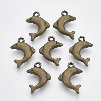 CCB Plastic Pendants, Dolphin, Antique Bronze, 20.5x15.5x4.5mm, Hole: 1.6mm, about 1100pcs/500g