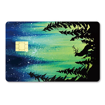 PVC Plastic Waterproof Card Stickers, Self-adhesion Card Skin for Bank Card Decor, Rectangle, Tree, 186.3x137.3mm