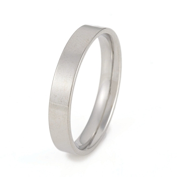 201 Stainless Steel Flat Plain Band Rings, Stainless Steel Color, US Size 11(20.6mm), 4mm