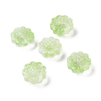Transparent Spray Painted Glass Beads, Sunflower, Yellow Green, 15x10mm, Hole: 1.2mm
