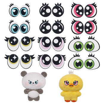 12 Pairs 6 Styles Felt Craft Doll Eye, for DIY Doll Toys Puppet Plush Animal Making, Mixed Color, 28~30x21~30x2mm, 2 pairs/style