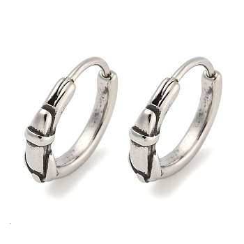 316 Surgical Stainless Steel Hoop Earrings, Antique Silver, Ring, 14x4mm