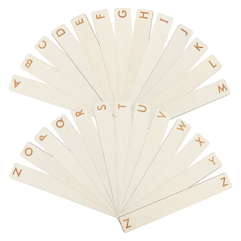 26Pcs Wood Divination Boards, Letter A~Z, Rectangle, Antique White, 5x36.3x0.45cm