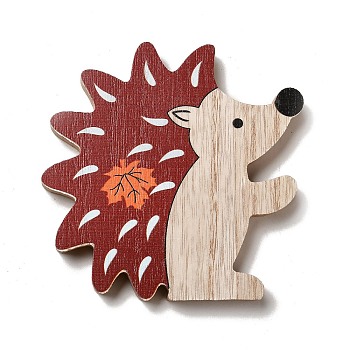 Autumn Single Face Printed Wood Cabochons, Hedgehog, 107x107x12mm