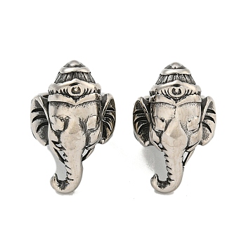 316 Surgical Stainless Steel Large Hole Beads, Antique Silver, Elephant, 18x12x18mm, Hole: 8mm