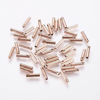 Ion Plating(IP) 304 Stainless Steel Cord Ends, End Caps, Column, Rose Gold, 7x1.6mm, Hole: 0.8mm, Inner Diameter: 1mm