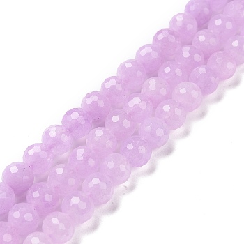 Natural Amethyst Beads Strands,  Faceted(128 Facets), Round, 8x8mm, Hole: 1mm, about 50pcs/strand, 15.39''(39.1cm)