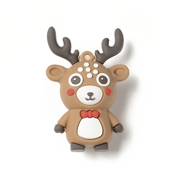 Opaque Resin Animal Big Pendants, Cute Animal Charms, Deer, 55x40x25mm, Hole: 3mm