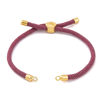 Nylon Cords Bracelet Makings Fit for Connector Charms, with Golden Brass Tree Slider Beads, Long-Lasting Plated, Purple, 8-5/8 inch(22cm), Hole: 1.9mm