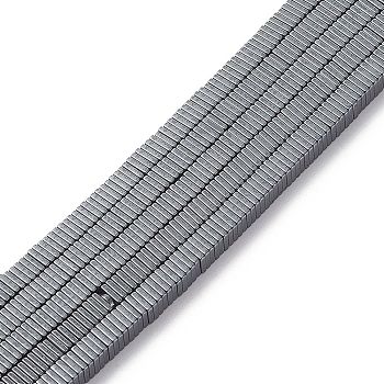 Electroplate Non-magnetic Synthetic Hematite Heishi Beads Strands, Thin Slice Flat Square Beads, Grade A, Black Plated, 4x4x1mm, Hole: 1mm, about 400pcs/strand, 16 inch