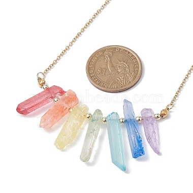 Dyed Colorful Natural Quartz Crystal Bullet Pendant Necklaces(NJEW-JN04622)-3