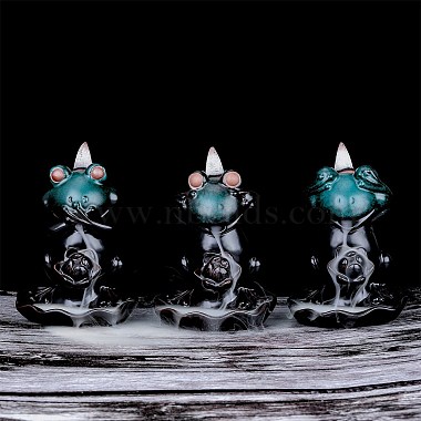 3pcs 3 styles décorations en céramique lotus grenouille reflux poêle à encens poêle à encens en céramique décorations cadeau(JX846A)-6