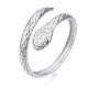 304 Stainless Steel Snake Wrap Open Cuff Ring for Women(RJEW-T023-77P)-3