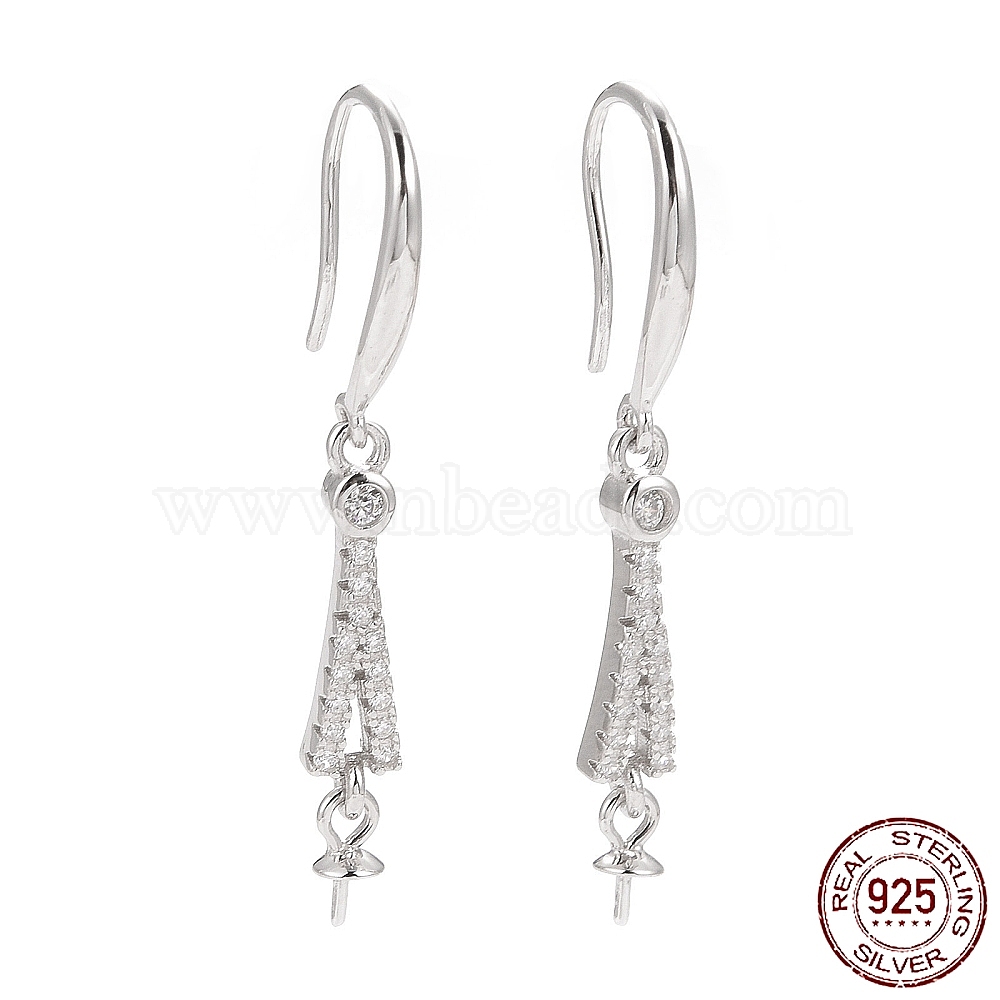 Sterling silver 925 rhodium-plated earring hook 18x12mm No.632