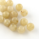 Round Imitation Gemstone Acrylic Beads, Dark Khaki, 8mm, Hole: 2mm, about 1700pcs/500g(OACR-R029-8mm-14)