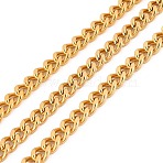 PVD Vacuum Plating 304 Stainless Steel Cuban Link Chains, Long-Lasting Plated, Unwelded, with Spool, Golden, 7x5x2mm, about 32.81 Feet(10m)/Roll(CHS-K016-03C-G)