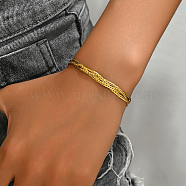 Stainless Steel Braided Chain Bracelet, Multi-strand Braclelt, Golden, 6-7/8 inch(17.5cm)(SA4050-3)