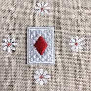 Playing Card Theme Polyester Embroidery Cloth Iron on/Sew on Patches, Costume Accessories, Rectangle, Red, 27x19x2mm(PATC-WH0001-113C)