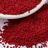 MIYUKI Round Rocailles Beads, Japanese Seed Beads, 15/0, (RR408) Opaque Red, 15/0, 1.5mm, Hole: 0.7mm, about 5555pcs/10g(X-SEED-G009-RR0408)