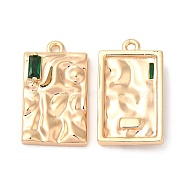 Brass Micro Pave Cubic Zirconia Pendants, Nickel Free, Rectangle, Real 18K Gold Plated, 22.5x13x4mm, Hole: 1.5mm(KK-C028-30G)