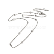 304 Stainless Steel Satellite Chain Necklace for Men Women, Stainless Steel Color, 15.55~16.18 inch(39.5~41.1cm)(NJEW-E076-01P)