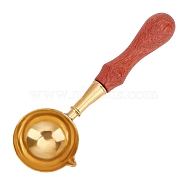 Stainless Steel Wax Sticks Melting Spoon, with Wooden Handle, Golden, 15.4x5.1x2.2cm(AJEW-WH0140-65)