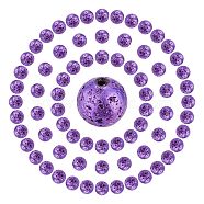 SUNNYCLUE 80Pcs Electroplated Natural Lava Rock Bead Strands, Round, Dark Orchid, 8~9mm, Hole: 1.2mm(G-SC0001-68)