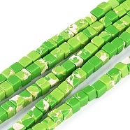Synthetic Imperial Jasper Beads Strands, Dyed, Cube, Lime Green, 4.5x4.5x4.5mm, Hole: 0.8mm, about 84~85pcs/strand, 14.9 inch~15.3 inch(38~39cm)(G-I248-01G)