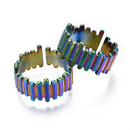 Ion Plating(IP) 304 Stainless Steel Cuff Ring, Rainbow Color Open Ring for Women, US Size 6 3/4(17.1mm)(RJEW-S405-142)