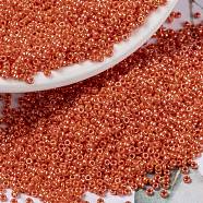 MIYUKI Round Rocailles Beads, Japanese Seed Beads, (RR424) Opaque Orange Luster, 15/0, 1.5mm, Hole: 0.7mm, about 5555pcs/bottle, 10g/bottle(SEED-JP0010-RR0424)