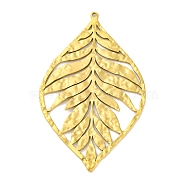 Ion Plating(IP) 304 Stainless Steel Big Pendants, Leaf Charm, Real 18K Gold Plated, 50.5x30x1mm, Hole: 1.2mm(STAS-D194-10G)