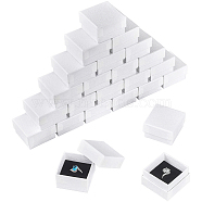 Texture Paper Jewelry Gift Boxes, with Sponge Mat Inside, Square, White, 5.1x5.1x3.3cm, Inner Diameter: 4.6x4.6cm, Deep: 3cm, 24pcs/set(OBOX-NB0001-10A-01)