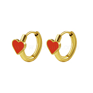 Natural Shell Heart Hoop Earrings, 304 Stainless Steel Earrings for Women, Real 18K Gold Plated, 11x6mm(AJEW-U002-02G)