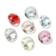 Pointed Back Glass Rhinestone Cabochons, Faceted, Flat Round, Mixed Color, 12x6mm(GLAA-B012-53)