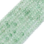 Natural Green Strawberry Quartz Beads Strands, Faceted, Rondelle, 2x1.2~1.5mm, Hole: 0.5mm, about 293~300pcs/strand, 15.35~15.43 inch(39~39.2cm)(G-G106-A12-02)