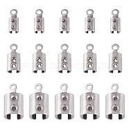 304 Stainless Steel Folding Crimp Ends, Stainless Steel Color, 400pcs/set(STAS-TA0004-34)