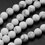 Natural Howlite Beads Strands, Frosted, Round, 10mm, Hole: 1mm, about 38pcs/strand, 14.9 inch(G-D696-10mm)