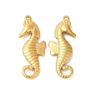 Ion Plating(IP) 304 Stainless Steel Pendants, Sea Horse Shape Charms, Real 18K Gold Plated, 30x12x3.5mm, Hole: 1mm(STAS-L268-038G)